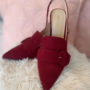 Never worn burgundy Nine West sling back